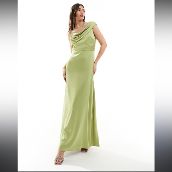 TFNC Green Maxi One Shoulder Dress Size 6 - Picture 1 of 16